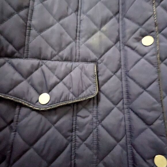 Larry Levine Eggplant Quilted Hooded Puffer Coat L L/S Snap Front Warm Winter Ja - Picture 7 of 11